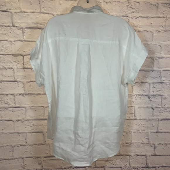 Quince Womens Short Sleeve Button Up Linen Shirt Blouse Size Medium NWT - Picture 2 of 4